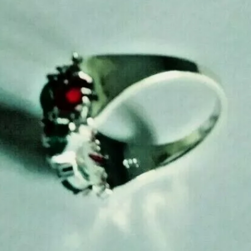 Emerald/Ruby/White Topaz Ring 925 Silver - image 5